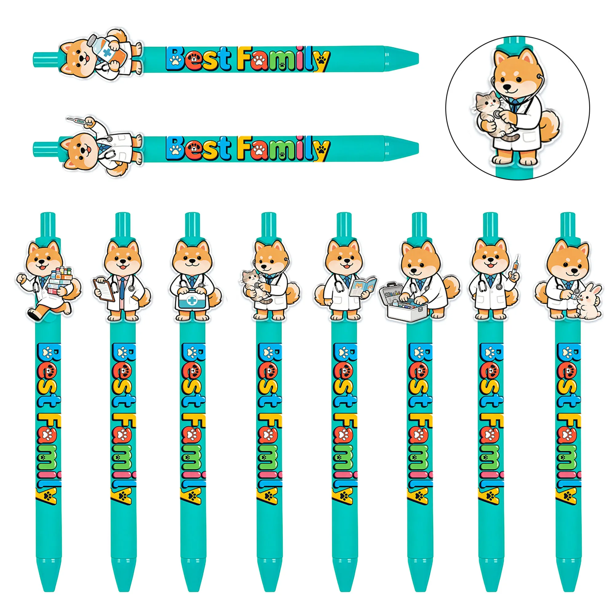 

Набор из 10 персонализированных шариковых ручек с тематикой «Ветеринар Шиба-ину», ручки-автоматы для студентов, подарочные ручки для письма