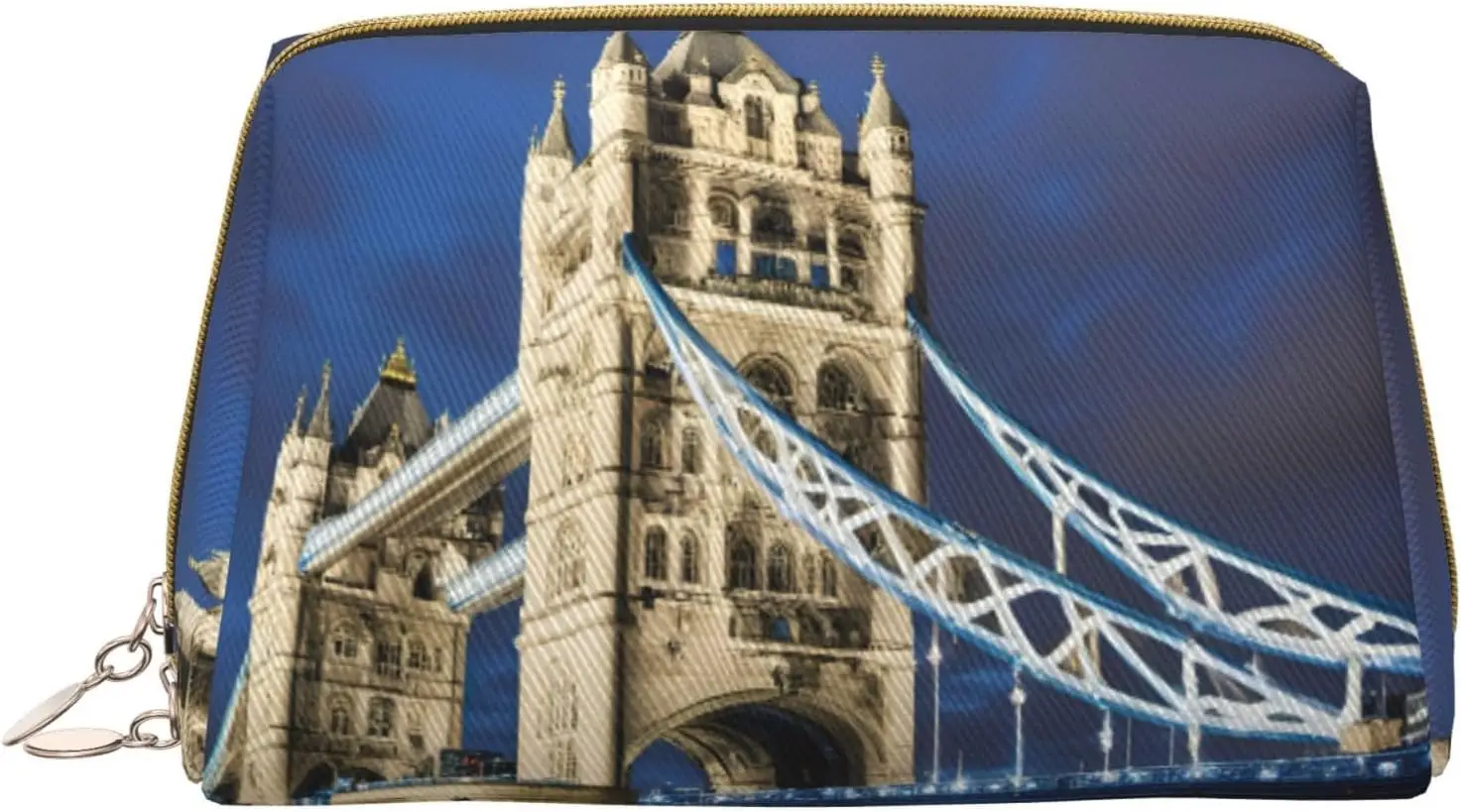 

Кожаная косметичка на молнии с принтом Tower Bridge в Лондоне, косметичка, органайзер для путешествий, клатч для туалетных принадлежностей