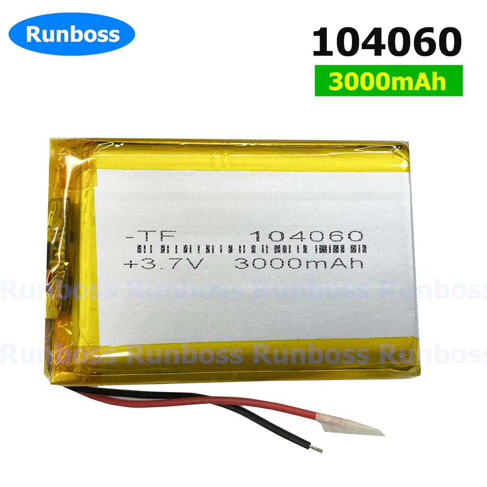 3.7V 104060 3000mAh Full Capacity Lithium Polymer Rechargeable Battery For Camera tablet PC PAD DVD Power Bank Bluetooth Speaker