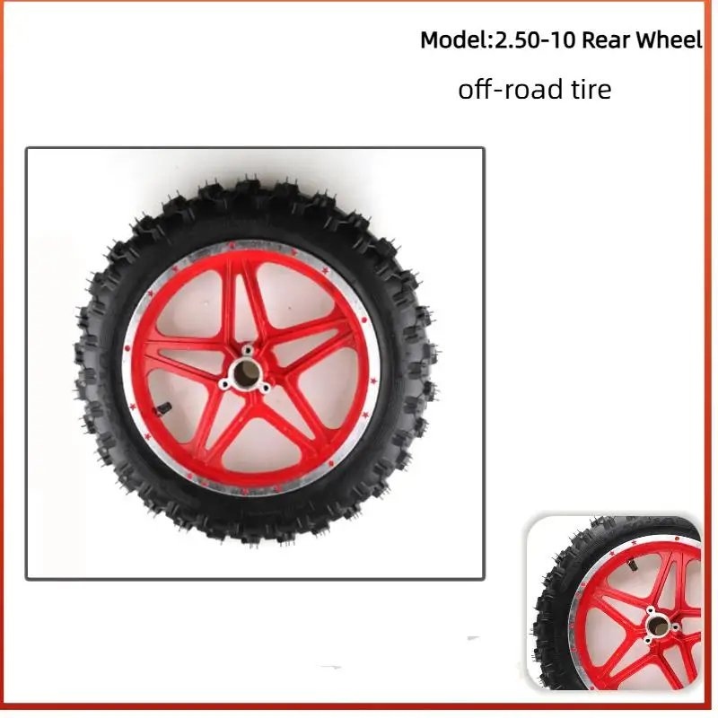 10''Mini Dirt Bike Knobby Tire wheels 2.50-10 front Rear rims & tyre Off Road Motocross mini motorrad child