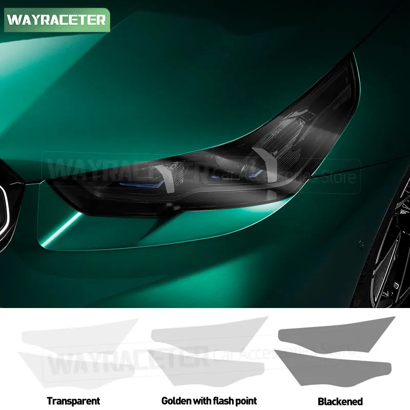 

2 Pcs Car Headlight Tint Smoked Black Protective Film Front Transparent TPU Sticker For BMW M5 G90 2024 2025 Accessories