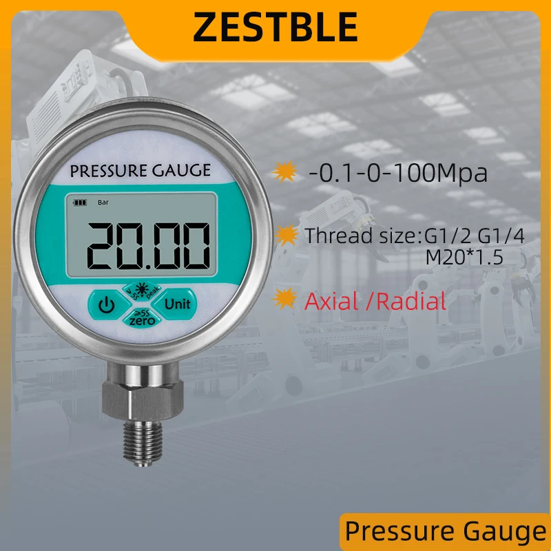 

High Pressure Gauge 400bar 600bar M20*1.5 LCD Display Digital Bar Pressure Gauge 300bar 4bar Hydraulic Pressure Gauge