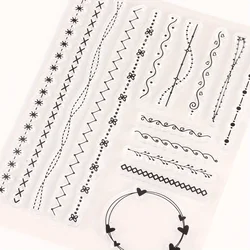 Line/Heart/Circle Vintage Clear Stamps for Scrapbooking Material Decoration Handbook Planner Junk Journal Transparent Seal Stamp