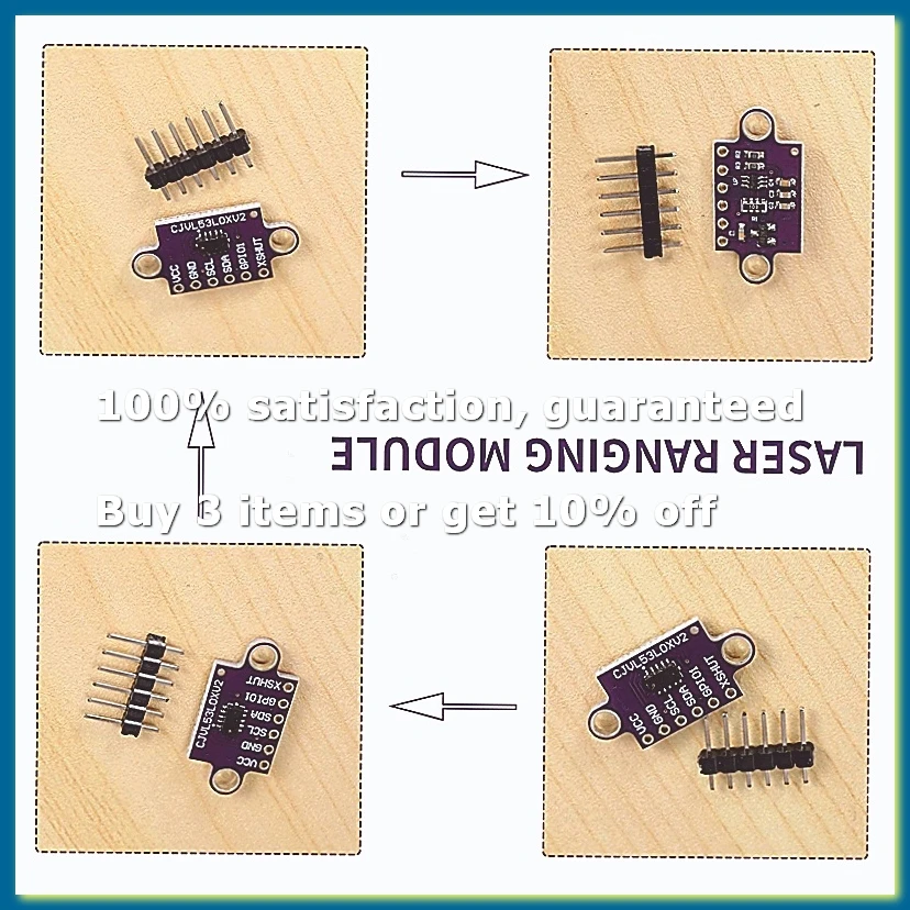 ●2Pcs Time-Of-Flight ToF Ranging Sensor Breakout 940Nm -VL53L0XV2 Distance Module I2C IIC