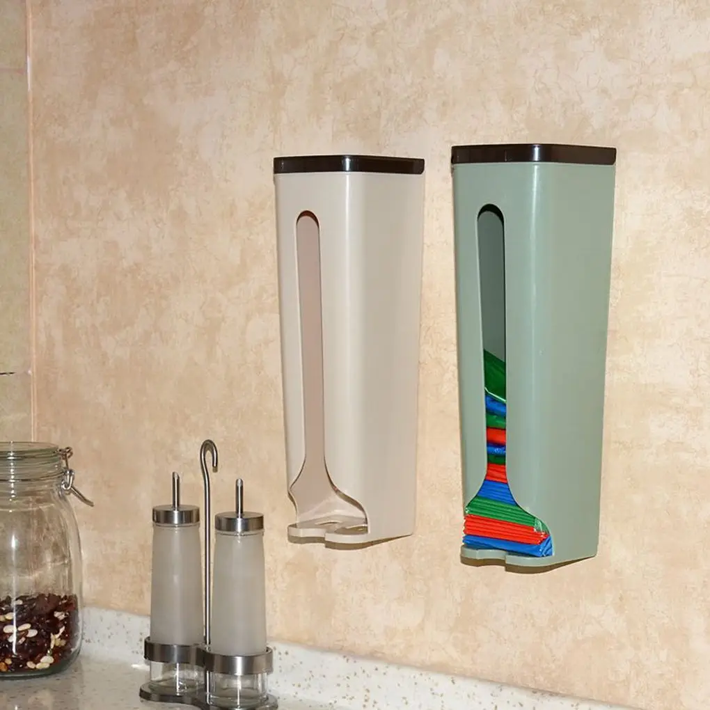 Home Kitchen Grocery Bag Holder Wall Mount Storage Dispenser Plastic Kitchen Organizer Container