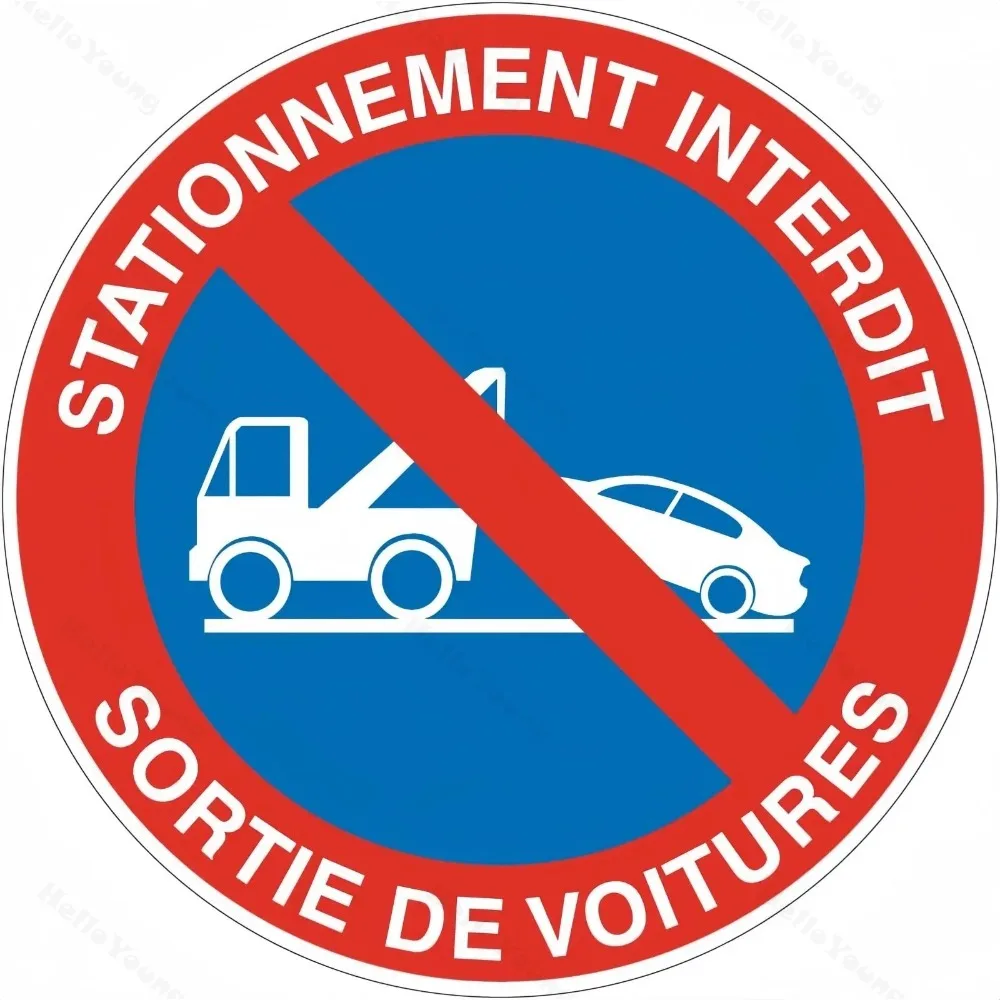 French No Parking High Definition Metal Wall Art, Prohibited Tow Away Zone Iron Sheet Sign Decor, Vintage Traffic Warning Decora