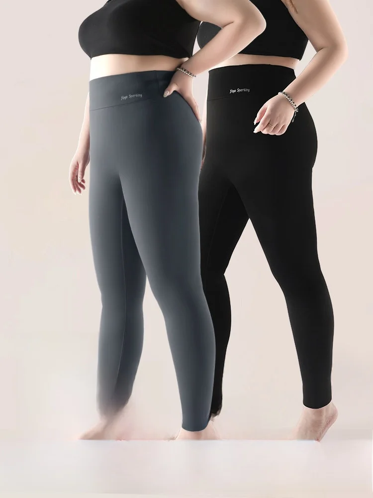 

Женские утепленные брюки для йоги больших размеров с высокой талией, на флисовой подкладке, теплые осенне-зимние брюки для повседневной носки, облегающие, двухцветные