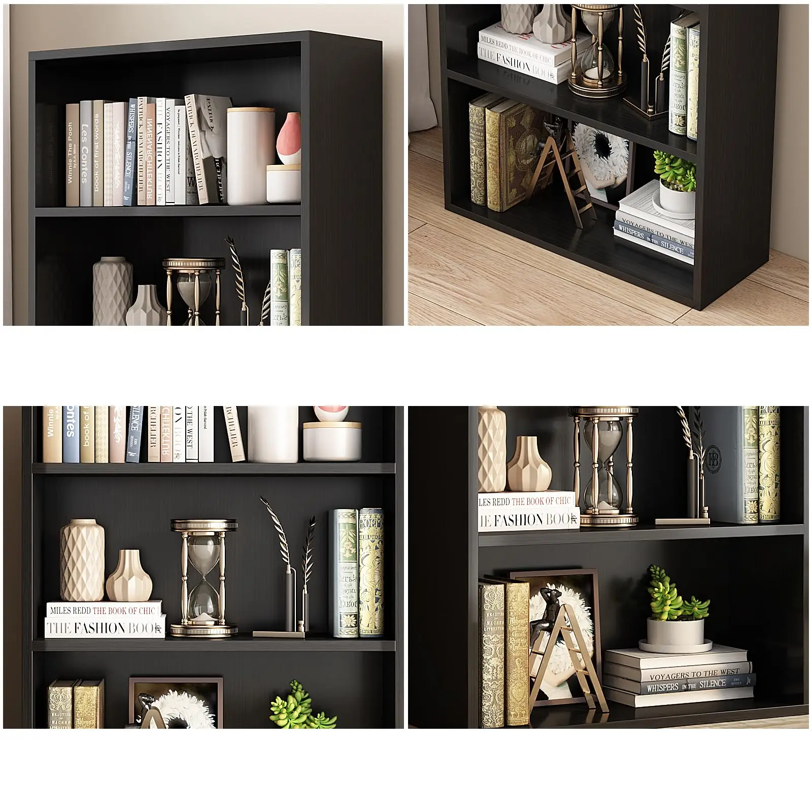 3 Tiers Open Shelf Bookcase, Stylish and Functional Bookshelf, Storage Organizer Shelving for Home, Office, Living Room, Black