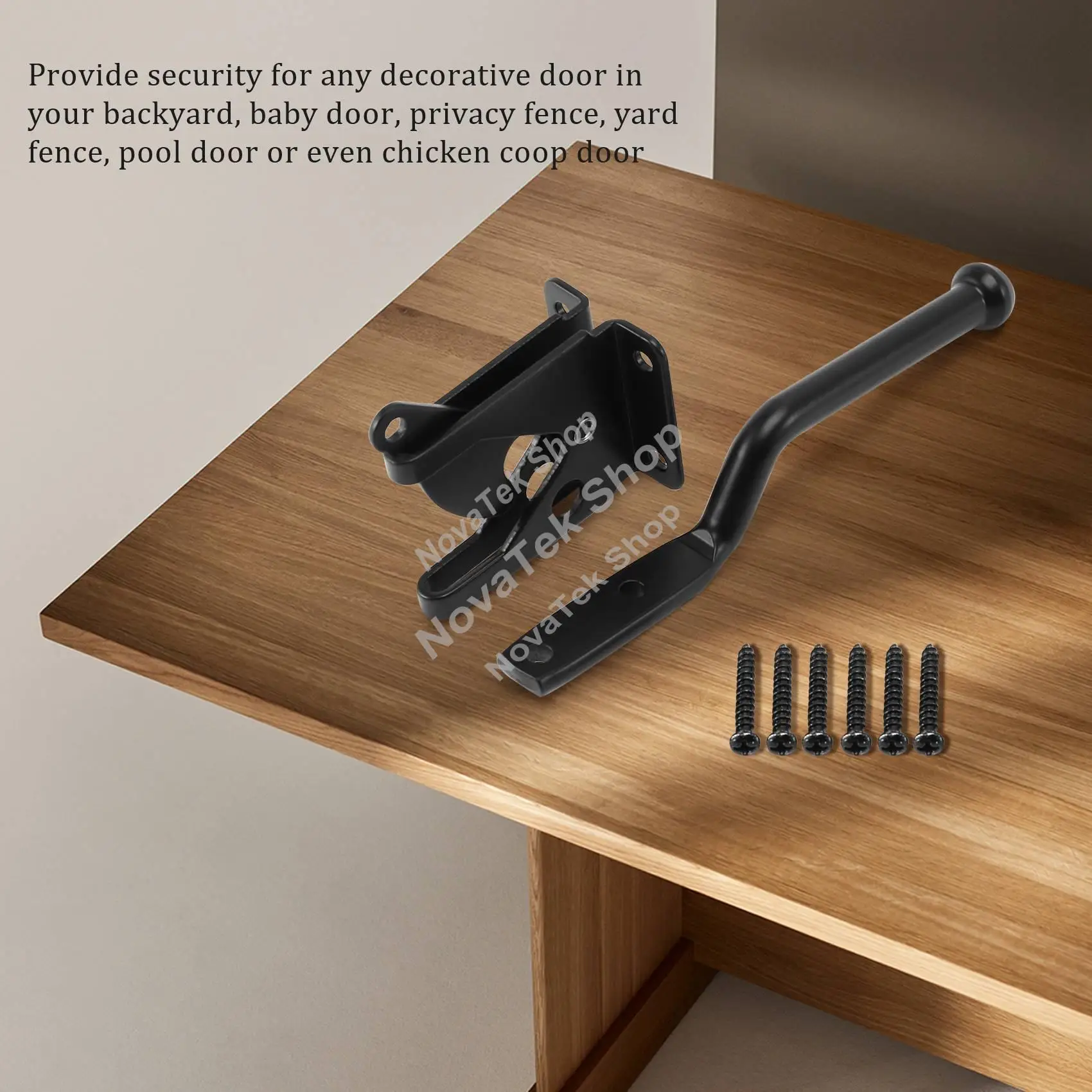 

Self Locking Gate Latch Automatic Heavy Force Lever Fence Gate Lock For Wood Fence Gate Door Latches Steel Black-A31R