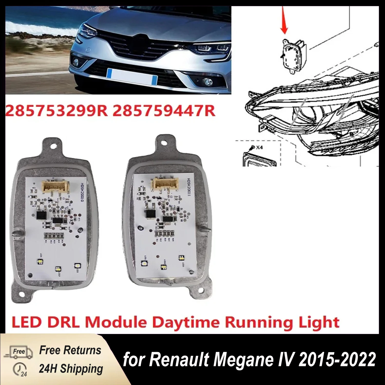 LED Headlights DRL Module LED Daytime Running Lights Control Unit for Renault Megane IV 2015-2022 285753299R 285759447R
