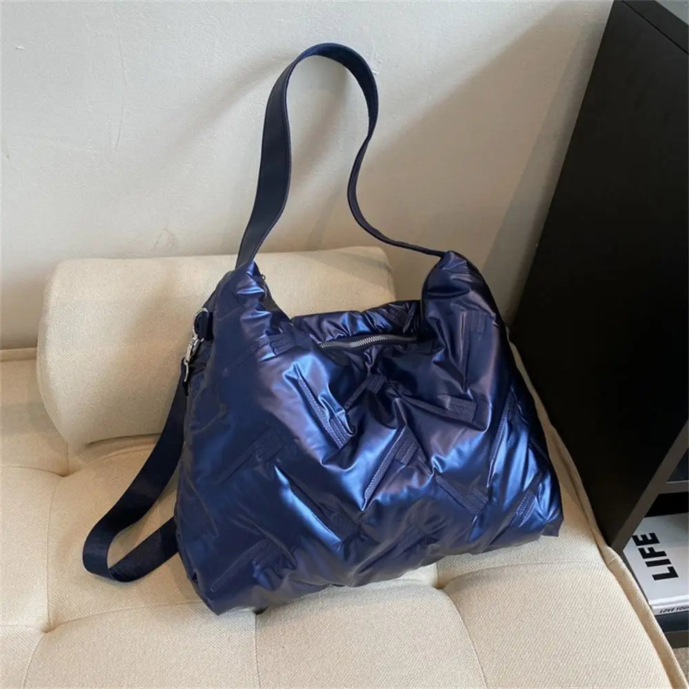 

Casual Quilted Crossbody Shoulder Bags Down Cotton Padded Solid Color Messenger Bag Large Capacity Shopping Bag for Women Men
