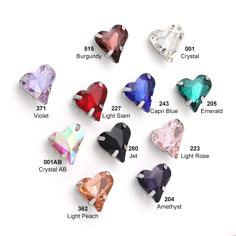 Sweet Heart Sewing Rhinestones For Needlework DIY Crafts Stone Glass Glitter Crystal Accessories Bulk Sewn Crystals Stones