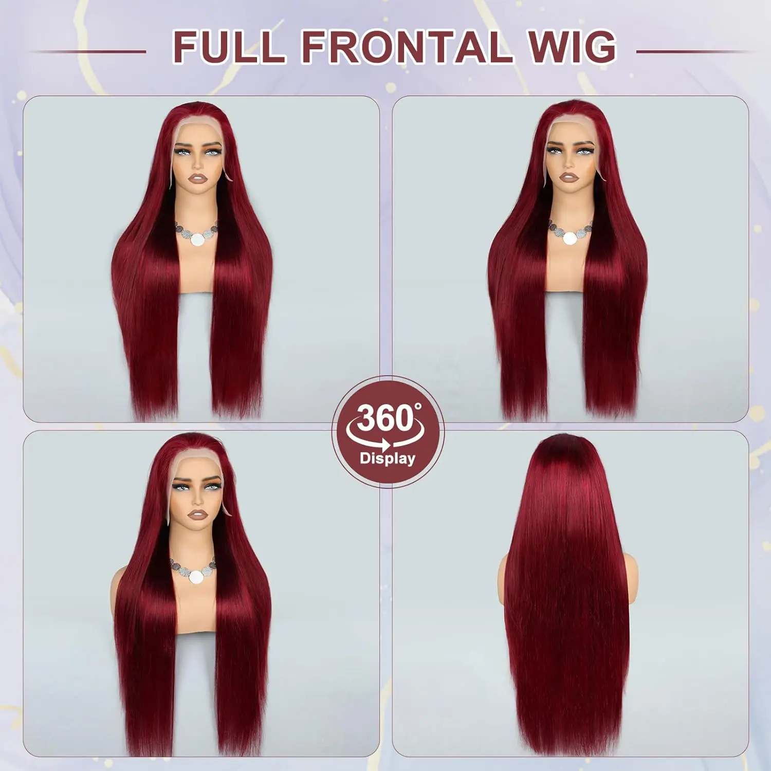 200%高密度99Jバーガンディ13x4レースフロント人毛ウィッグブラジル産カラー34インチストレートレッドレースフロント人毛ウィッグ