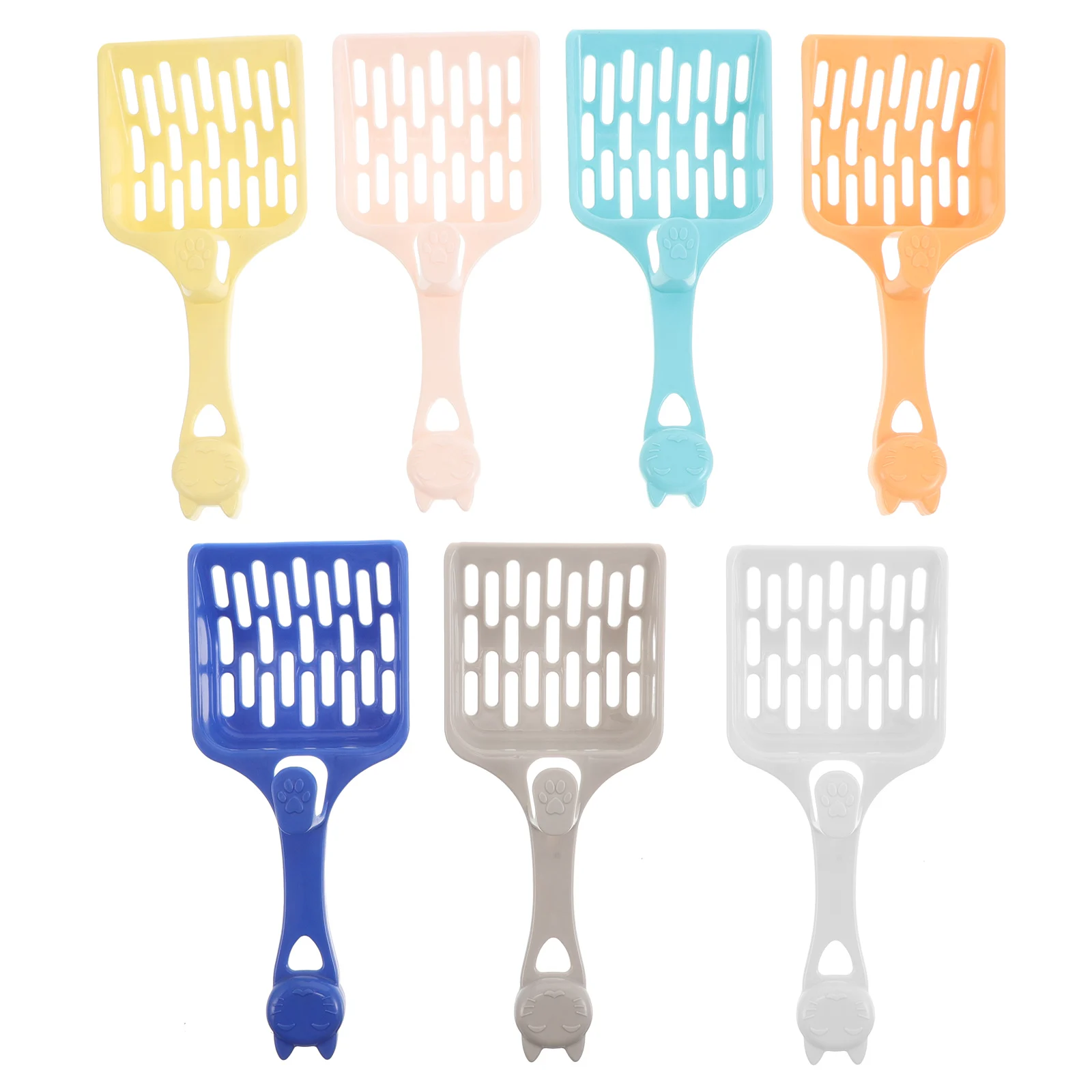 

7pcs Plastic Cat Scoop Long Handle Fine Sifting Lightweight Easy Cleaning Ergonomic Scooper For Kitten Litter Box Small Pet