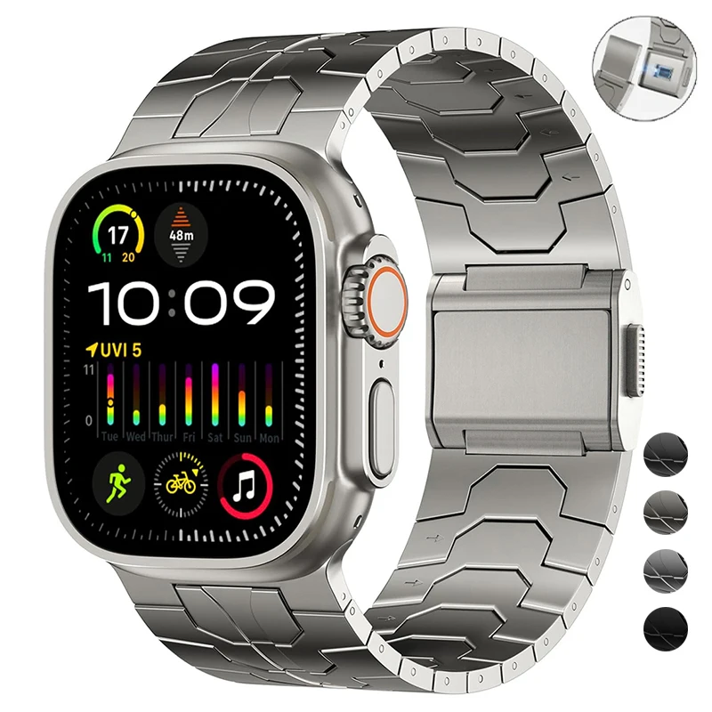 Ultra 4 Titanium Color Strap For Apple Watch 49 46mm 45 44mm 42mm Metal Band for iWatch 12 11 10 9 SE 3 Stainless Steel Bracelet