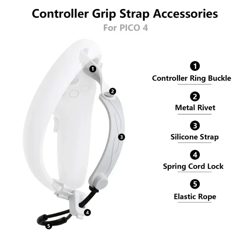 Anti-Throw VR Handle Grip Straps Accessories for Pico 4 VR Gaming Headset Controller Belts Soft TPU Handle Straps