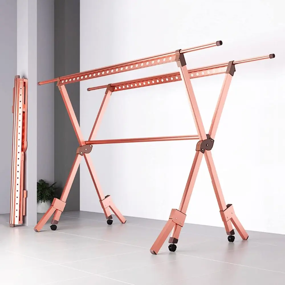

Extra Large 90-98 Retractable Clothes Drying Rack, Tall Airing Rack for Indoor & Outdoor Use, Rose Gold