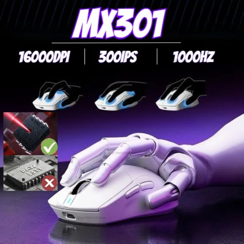300IPS 60G Gaming Mouse Never Spin-Out TTC Gold Dustproof Switches 16000DPI 1000Hz Polling Rate 3-Mode Wireless Mouse