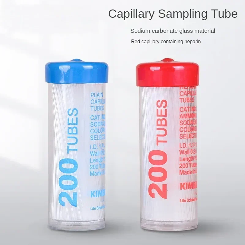 Kimble Laboratory Glass Capillary Tubes Dispensing Capillary Tubes with Anticoagulant Red  Blue