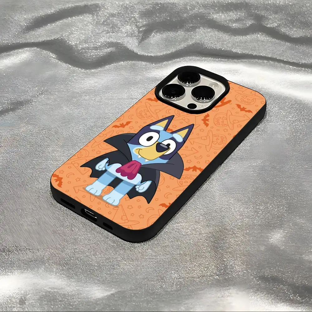 MINISO-B-Bluey Bandit-Chilli جراب هاتف آيفون 16 15 12 11 plus 7 8 max 6 6s mini X XR XS متجمد حفرة كبيرة جراب هاتف