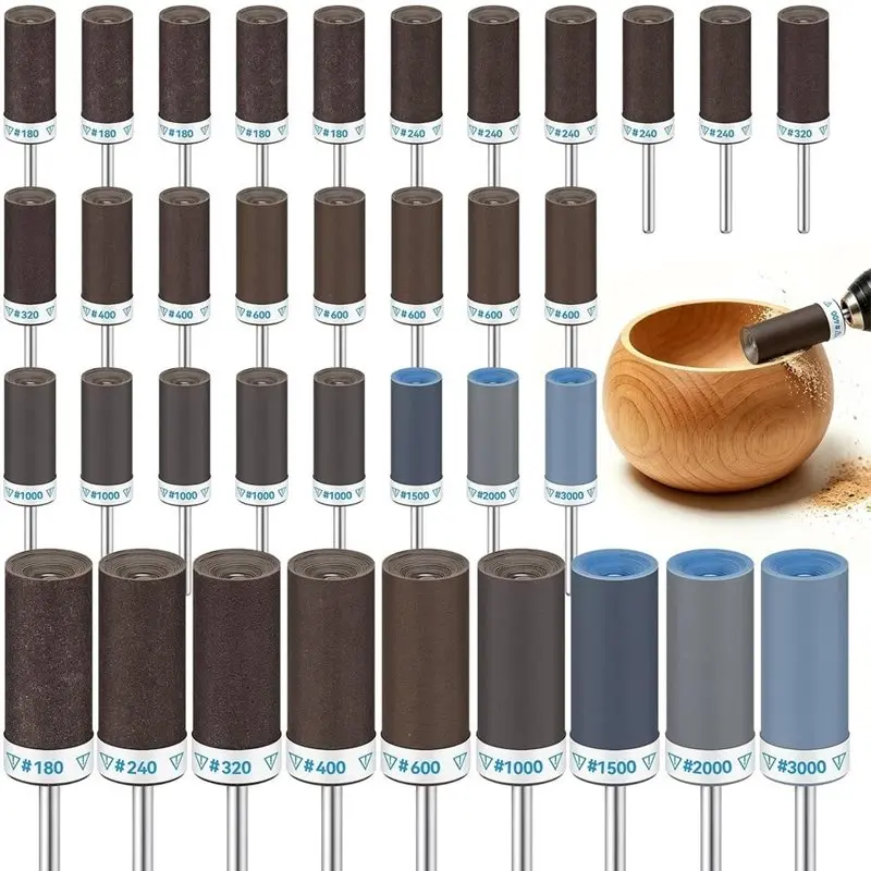 AB33-For Dremel 36Pcs Sanding Drums 1/8" Shank 180-3000 Grit-Wood/Metal/Stone 9 Grit Levels For Progressive Sanding