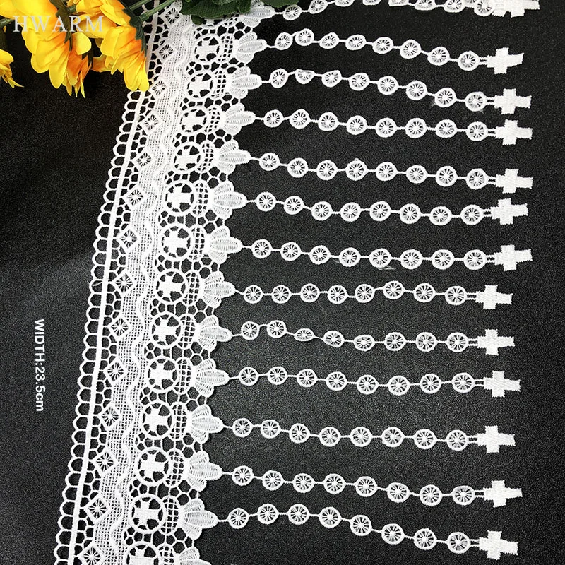 10yard Cross Lace Fabric Christianity Catholicism Sewing Trim Diy Needlework Wedding Bilateral Water-soluble High-Grade Spot