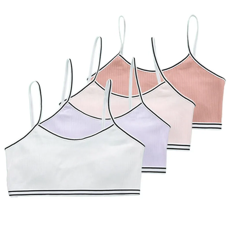 4 Pcs/Lot Children Breast Care Wireless Girls Bra 8-16 Years Hipster Cotton Teens Girl Teenage Underwear Kids Sports Vest