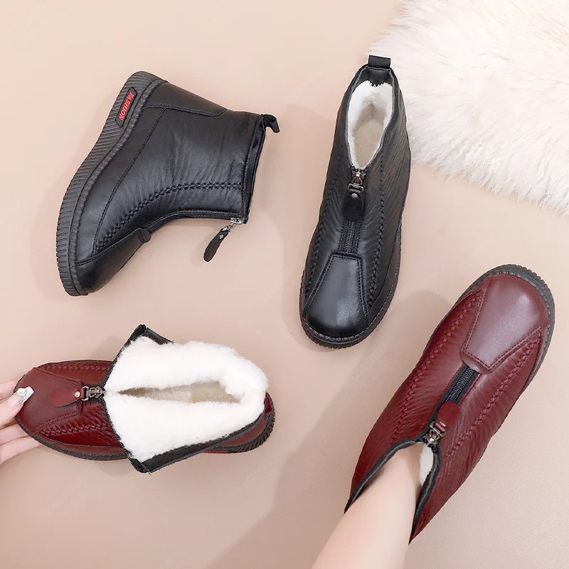 대형 코튼 부츠, 한국 스타일 다목적 기모 두꺼운 코튼 신발, 방수 미끄럼 방지 하이탑 여성 신발, 따뜻한 스노우 부츠, 겨울 신상