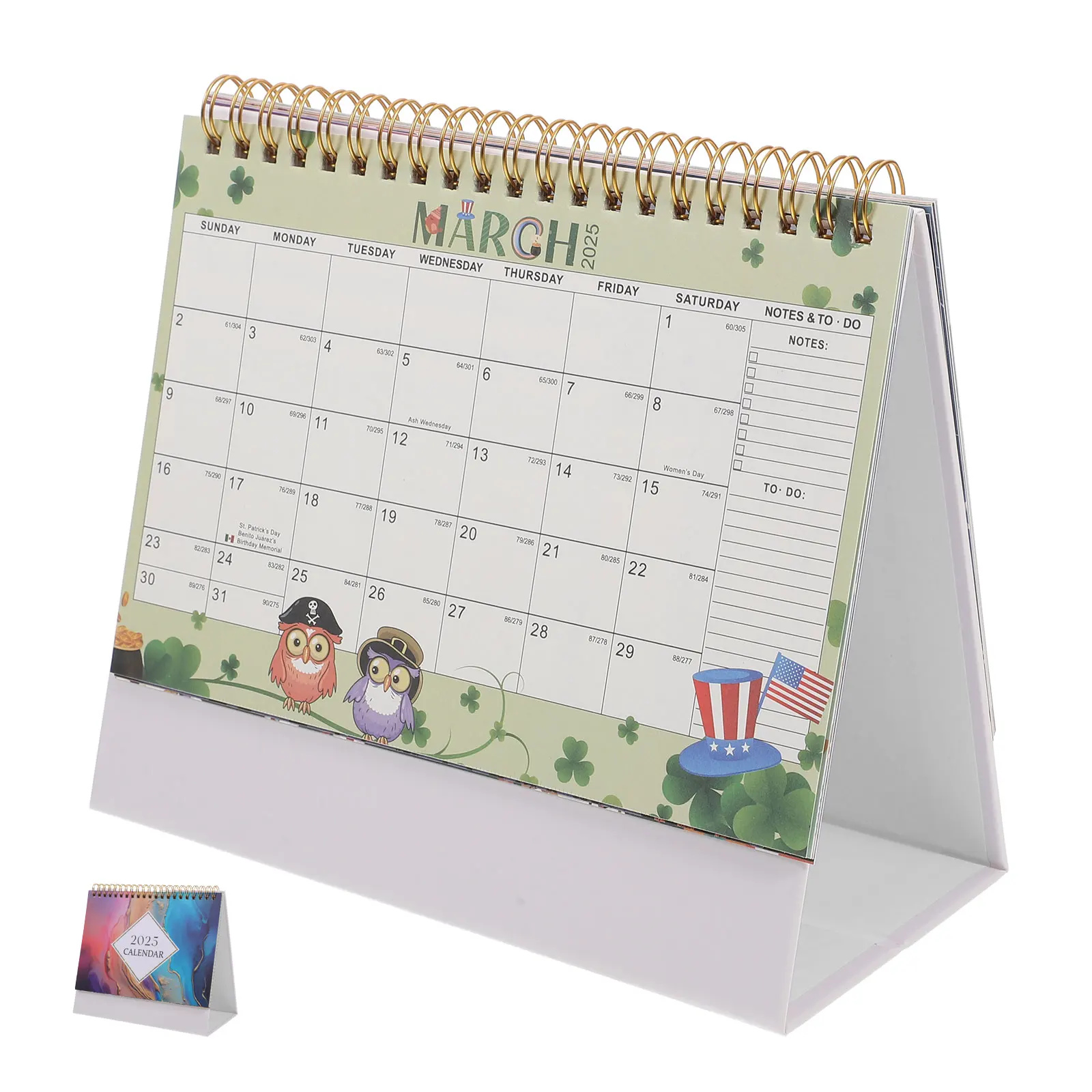 

2025 Desktop Calendar Desk Decor Aesthetic Flip Paper Calendar for Office Home Sturdy Metal Coil Binding Smooth Writing