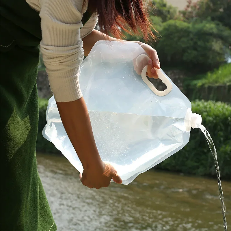 Imagem -02 - Portátil ao ar Livre Dobrável Bolsa de Água Bolsa de Armazenamento de Água de Emergência Bolsa de Armazenamento de Água de Acampamento Caminhadas Balde Portátil 5l