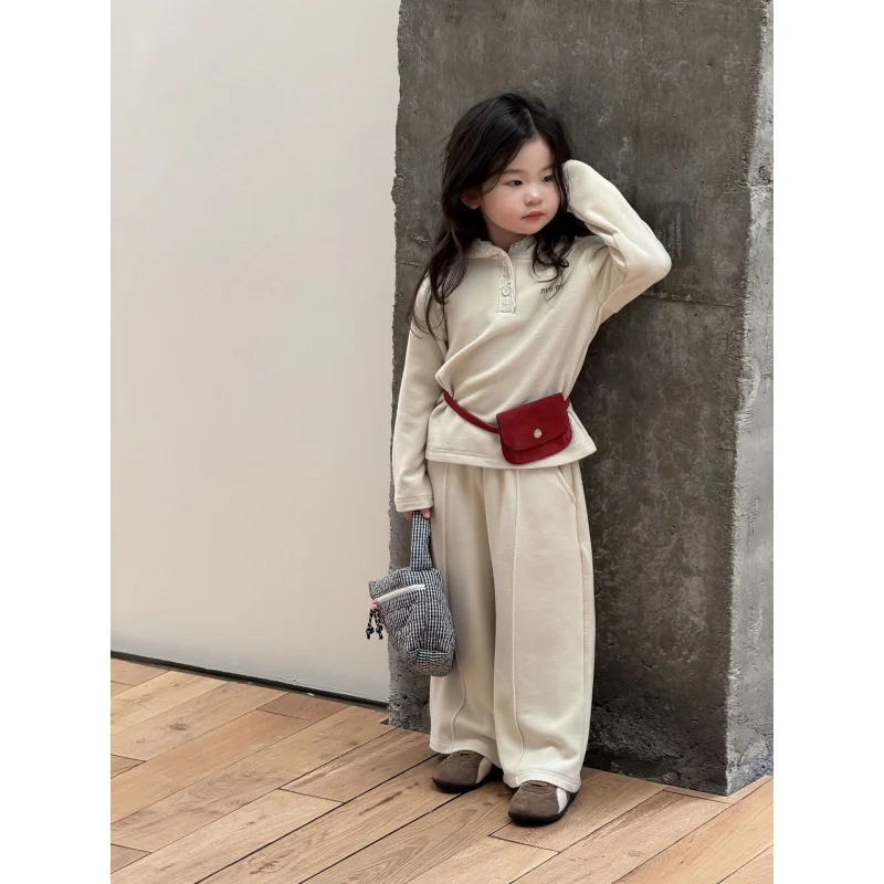 

2025Autumn New Children's Clothing Children's Clothing Girls Lace Hooded Sweatshirt+Straight-leg pants Children's Autumn Outfit