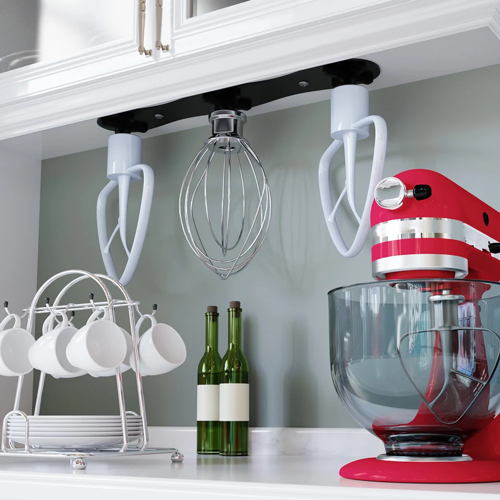 

2PCS Vertical Mixer Attachment Storage Rack Holder Food Mixer Attachment Mixer Paddle Holder 4 Hooks For Organized Kitchen Tools