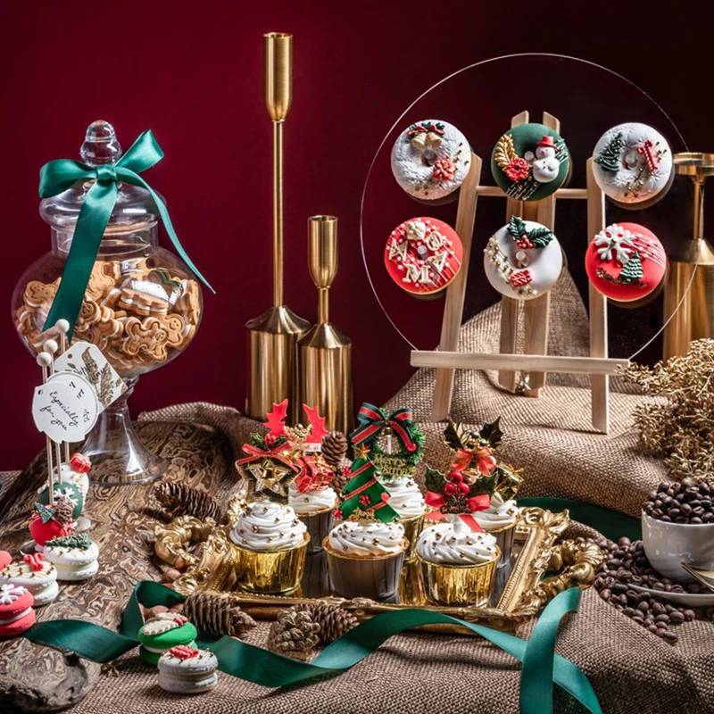 Simulation Christmas Cupcake Fake Cream Cake Model Christmas Desserts Ornaments Bakery Display Photography Props Xmas Scene Deco - view 3