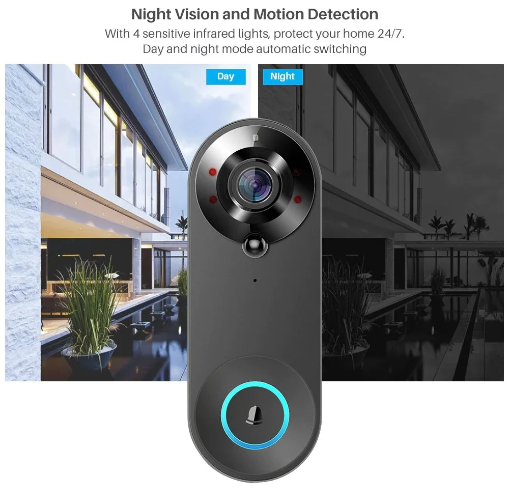 2MP 1080P Home Ring Door Bell Camera Two Way Intercom Wireless WiFi Visual Tuya Smart Video Doorbell Support Alexa Google Home