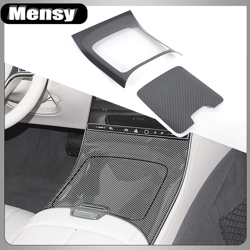 

For Mercedes Benz S Class W223 2021-2024 ABS Carbon Fiber Car Center Console Gearshift Panel Decoration Cover Trim Accessories