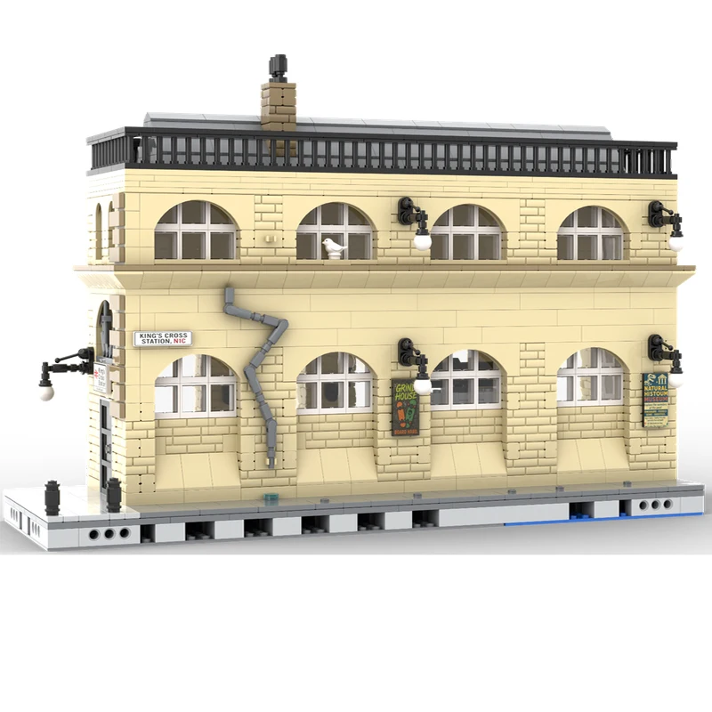 

1461PCS MOC Kings Crosses Station Cart & News Stand Premium Train Station DIY Model Building Blocks Birthday Toys Gift