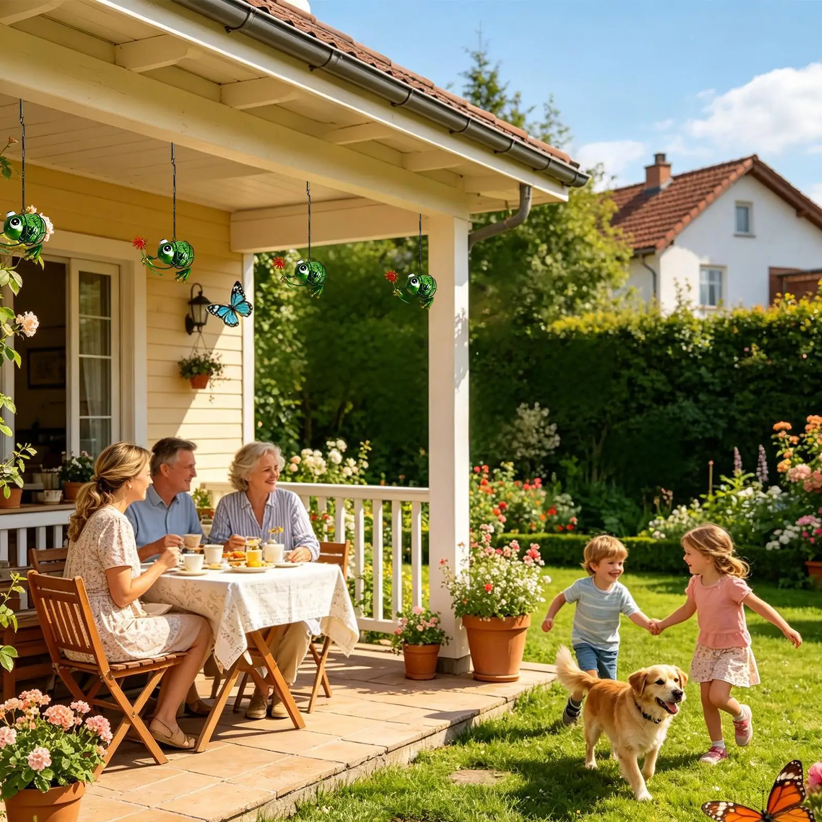 Lampes solaires d'extérieur suspendables, figurines décoratives de jardin, animaux solaires pour patio, pelouse, allée, cour et maison