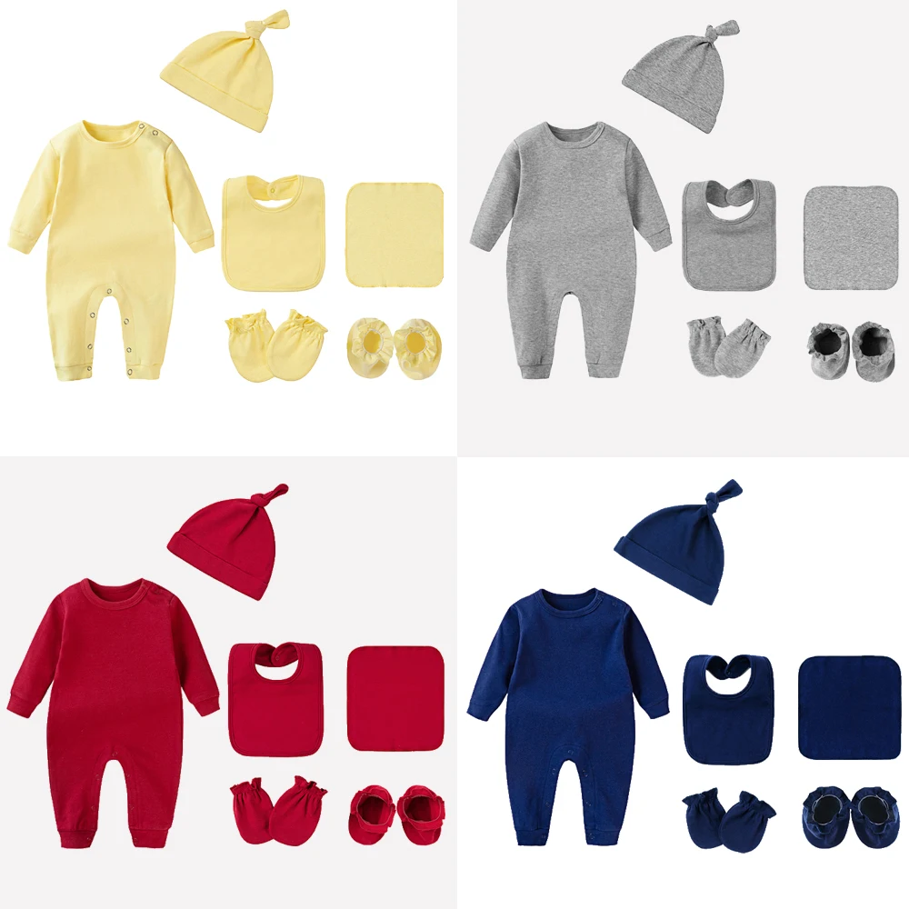 Baby Clothing Outfits Boys Girls Newborn Baby Gifts Toddler Romper Sets Cotton Hospital Set Cute Yellow Red Long Sleeve Clothes
