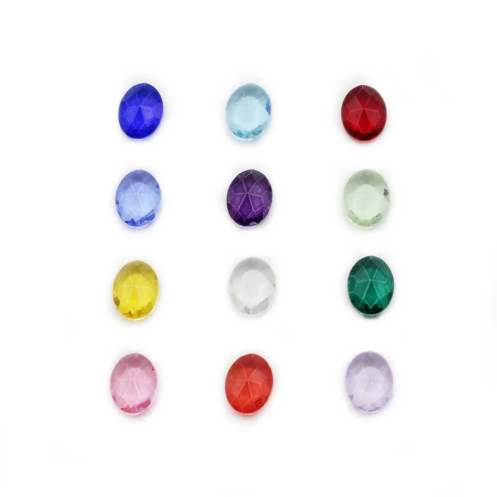 60pcs/lot 12 Color Oval Birthstone Constellation 8mm/0.31in Glass Stone DIY Party Jewelry Accessory