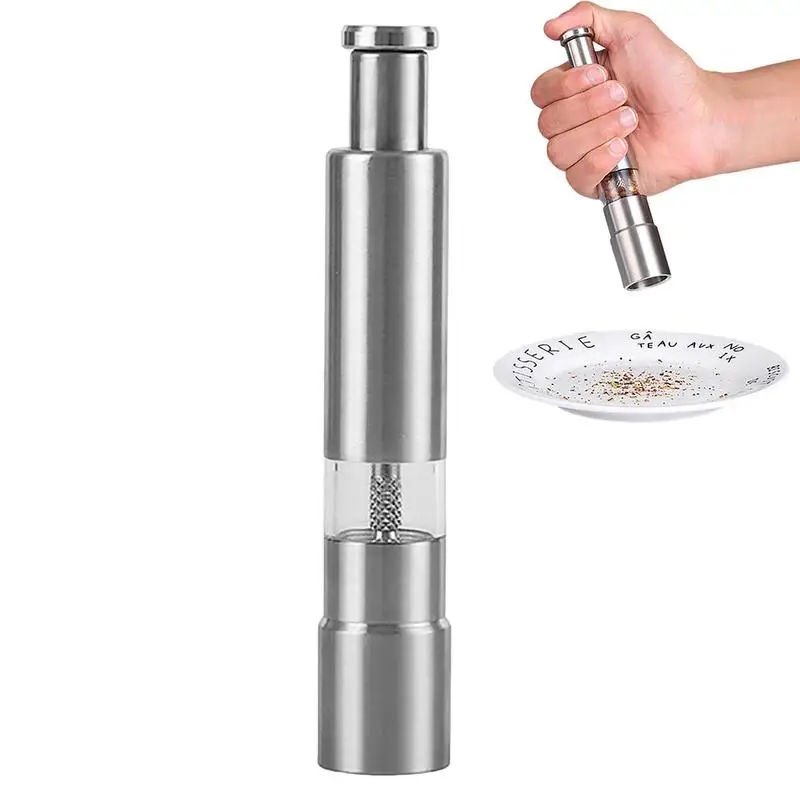 Moedor de sal e pimenta de aço inoxidável Moinho de uma mão Inovador Spice Shaker Máquina-ferramenta de cozinha