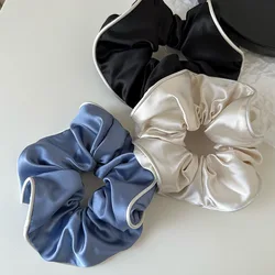 Korean Woman Large Elegant Satin Elastics Hair Band Solid Color Scrunchies Hair Ties Ladies Ponytail Hold Girls Hair Accessories