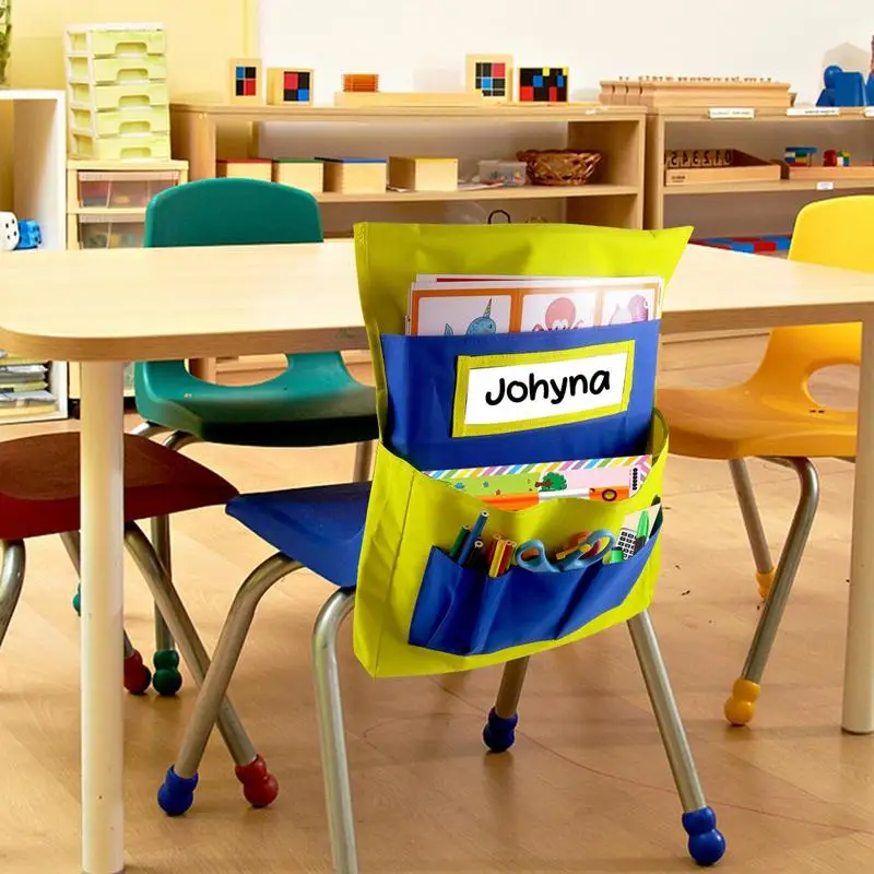 School Classroom Chair Pockets Chairback Buddy Organizer Pockets Seat Sacks Kids With Name Tag Slot For Kids Storage Pouch