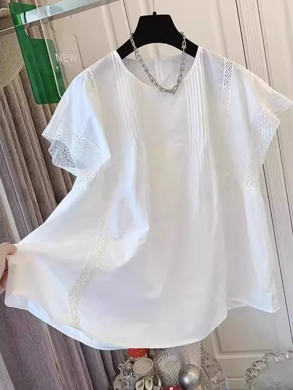 

Loose Lace ort Sve irt Men's Summer New Sle Lightweight Breathable Casual irt American Sle round Ne Thin Fabric