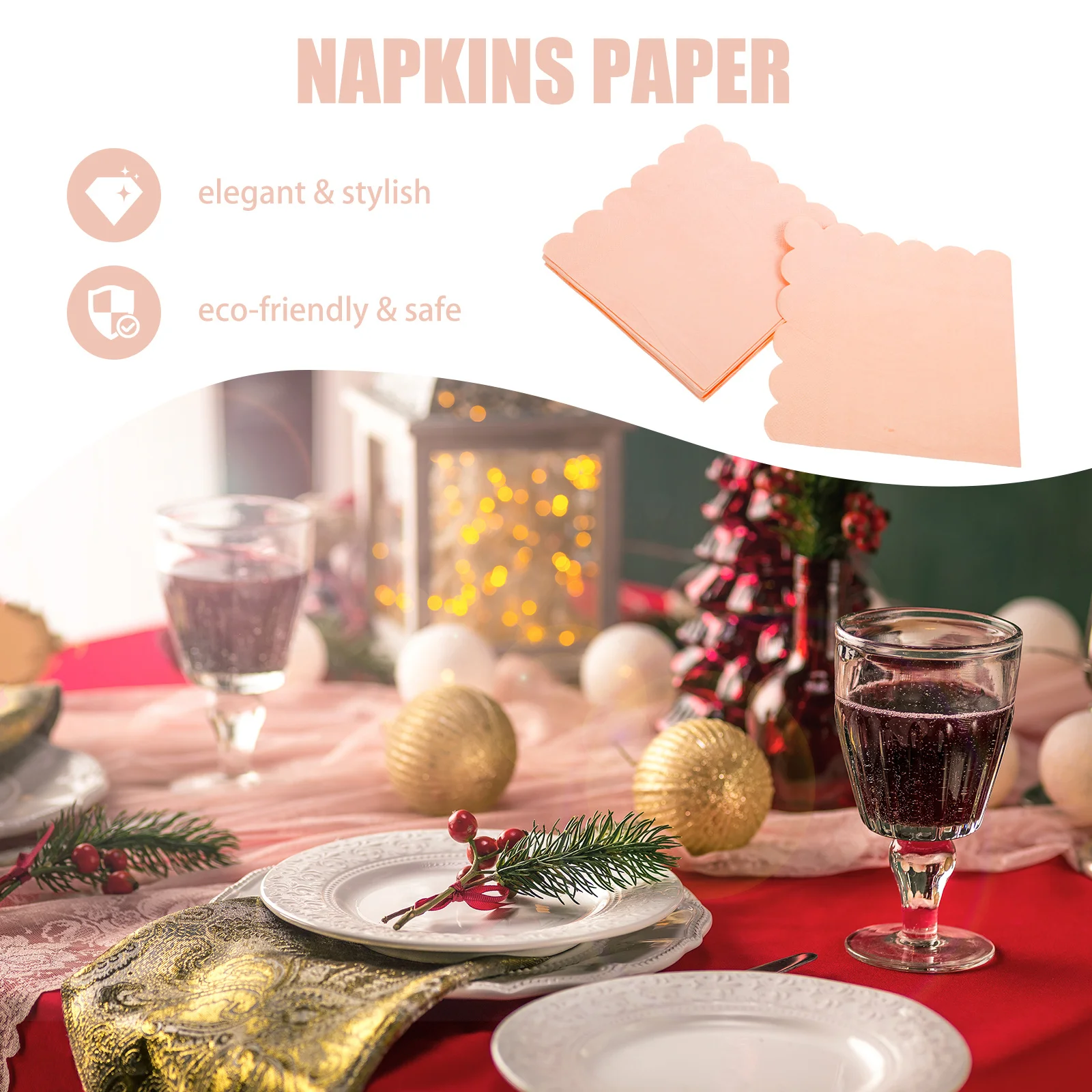 مناديل ورقية بحافة متموجة، لوازم الطاولة المزخرفة للاستعمال مرة واحدة لحفلات الزفاف والعشاء والولائم وديكورات العطلات