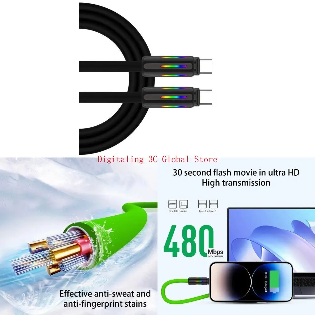 

5A 100W 240W Type C Quick Charging Data Line for Easy Travel and Office Use