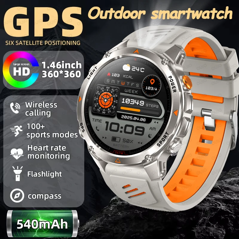 

Новые умные часы с точным позиционированием GPS, IP68, водонепроницаемый компас, высотомер, светодиодное освещение, 100+ спортивных умных часов с управлением здоровья