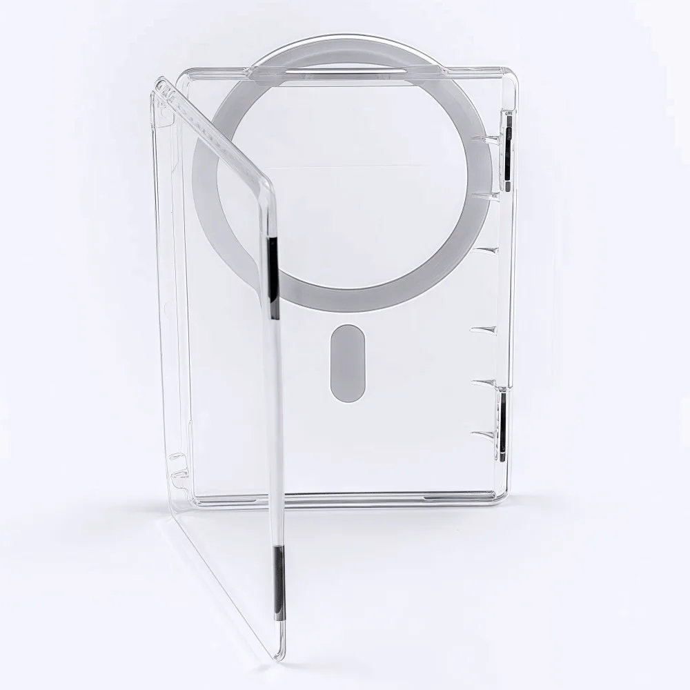 Transparent For MagSafe Card Sleeve 2 Card Slots Ultra-thin Magnetic Stand Card Holder Shockproof Detachable Wallet Phone Case