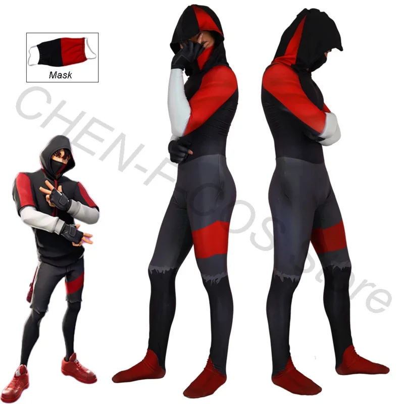 Ikonik Cosplay Kostüm Hoodie Overall Maske Spiel Rollenspiel Männer Uniform Zubehör Halloween Weihnachten Karneval kompletten Satz