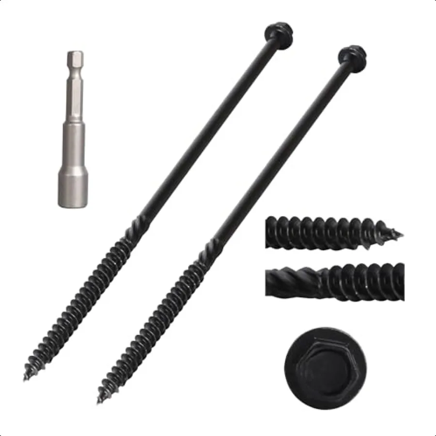 

50 PCS 14 x 8 Wood Structural Screw Heavy Duty Black Timber Construction Wood Screws Hex Head Wood Screws Included Hex Socket T
