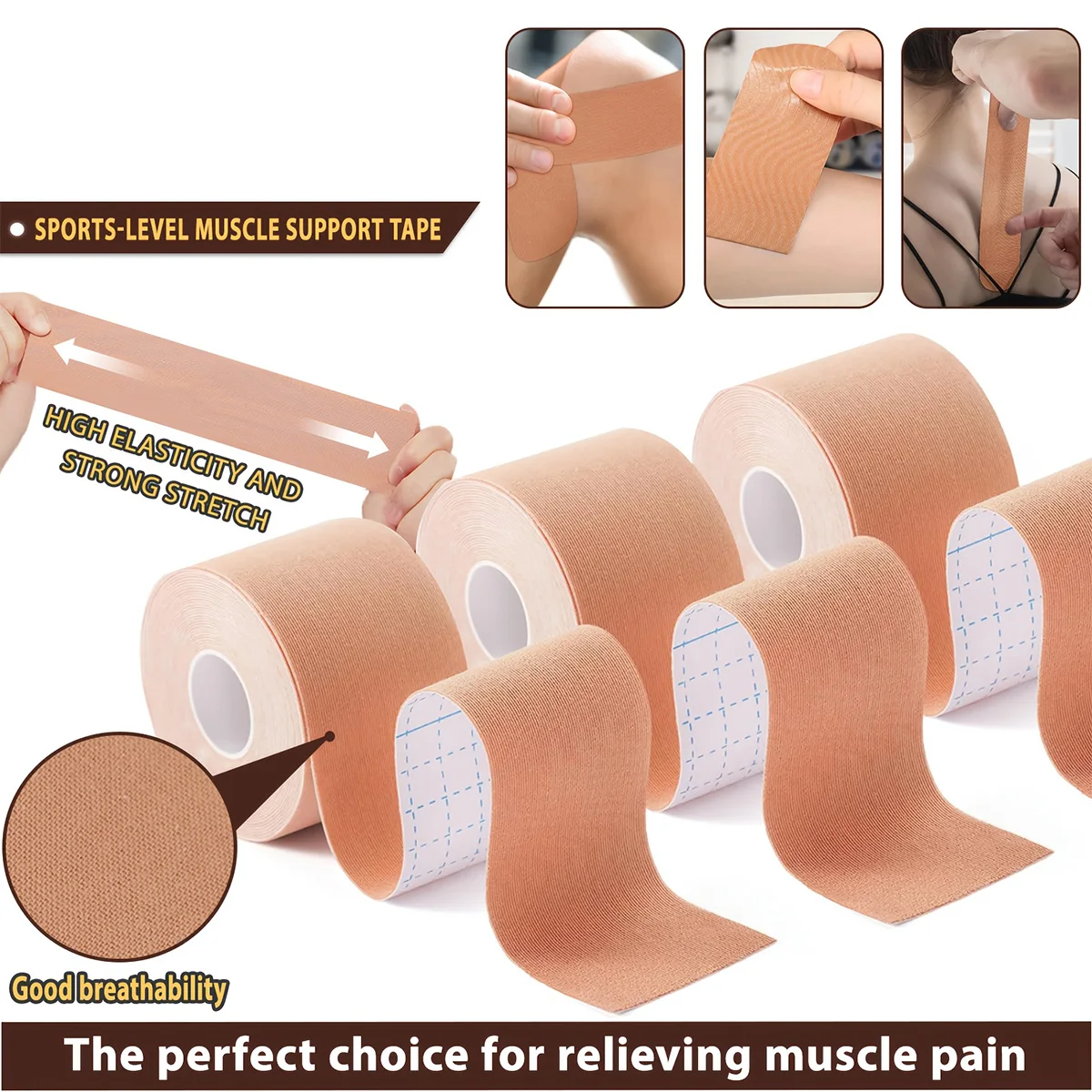 Kinesiology Tape Gym Fitness Bandages Sports Elastic Breathable Cotton Adhesive Tension Injury Boxing Knee Muscle Pain Relief